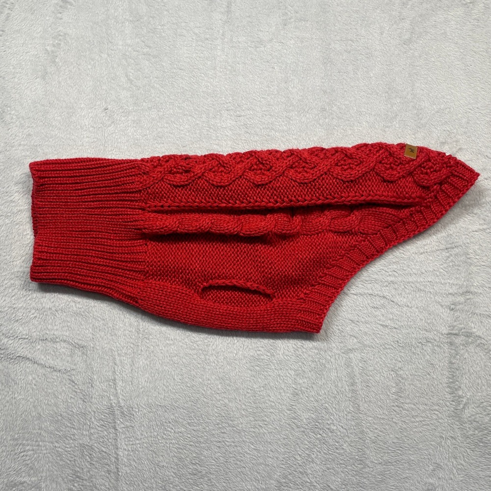 Hotel Doggy Cable Knit Dog Sweater Large Red Turtleneck